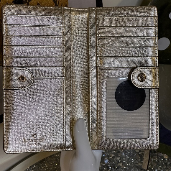 EUC Kate Spade Metallic Cameron Street Wallet, in gold metallic finish. - Picture 3 of 3